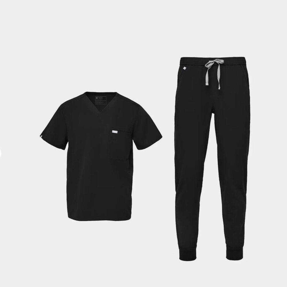 **NWT UNOPENED** FIGS Mens The FreeX Jogger Set in BLACK LARGE Mens